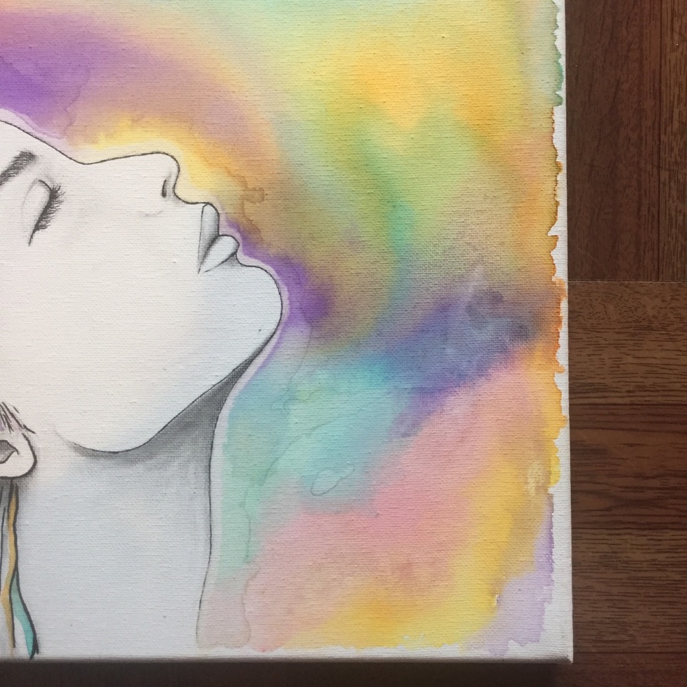 Inhale- hand drawn/painted canvas art - Picture 5 of 7